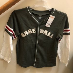BNWT boys long sleeve cotton button down ‘Baseball’ jersey
